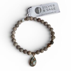 Silver an Sage The Great Unfolding Beaded Bracelet with Gold Accents